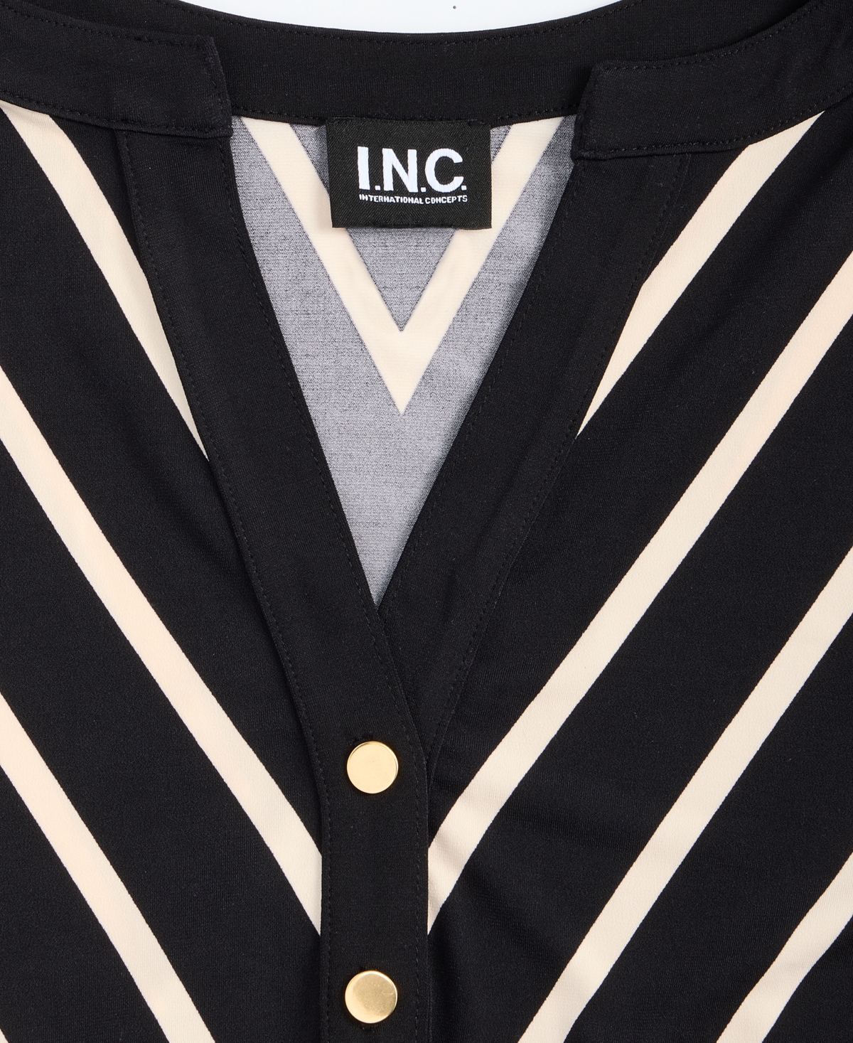 I.n.c. International Concepts Plus Mitered Stripe Half-Placket Shirt, Macy's Exclusive