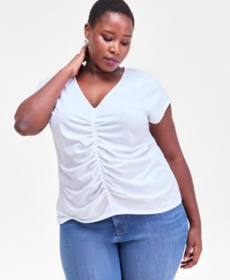 I.N.C. International Concepts - Plus Size Cotton Ruched Top