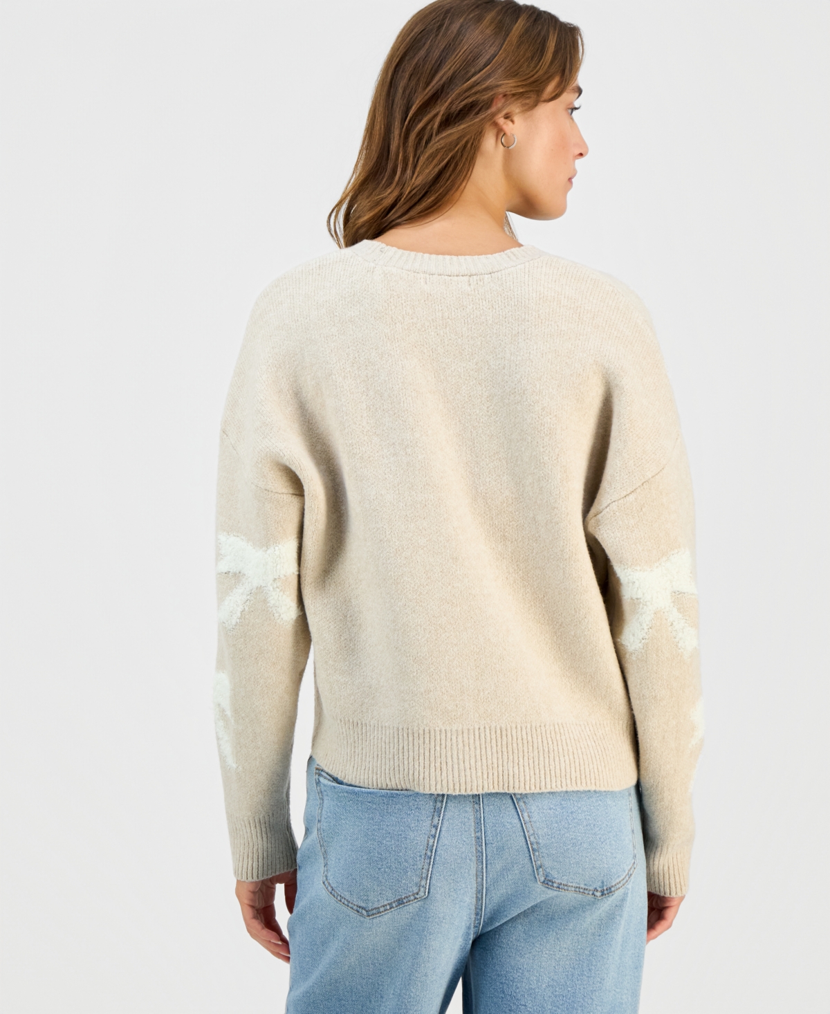 Ultra Flirt Juniors' Novelty Three-button Cardigan Sweater In White