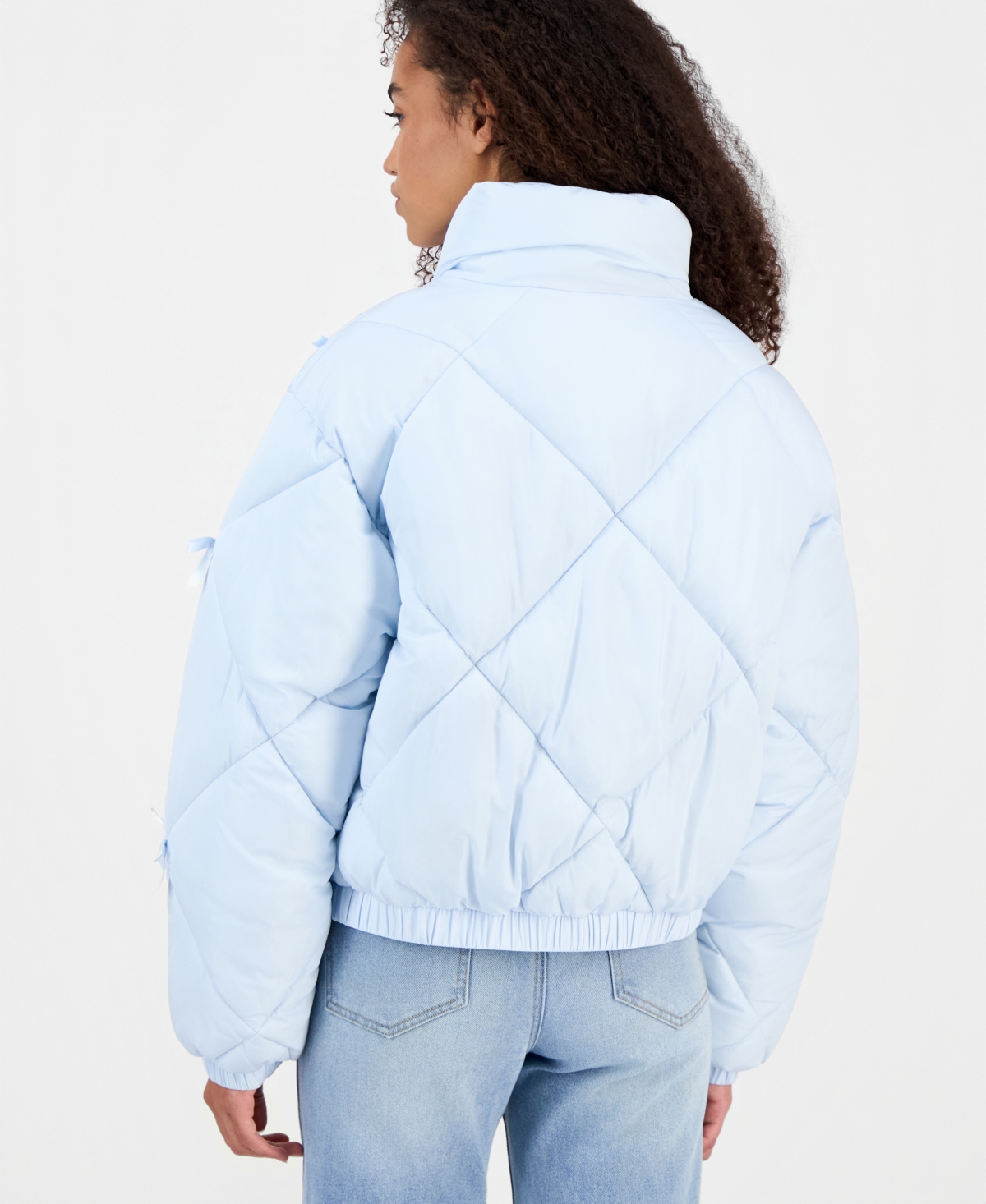 Madden Girl Juniors' Diamond Quilted Bow Puffer Jacket