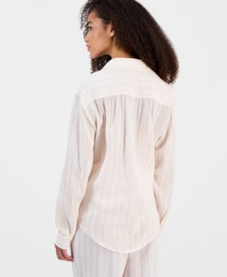 Juniors' Linen-Like Button-Up Shirt