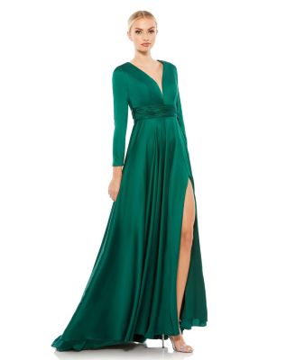 Women's Ieena Long Sleeve Ruched Waist A-Line Gown
