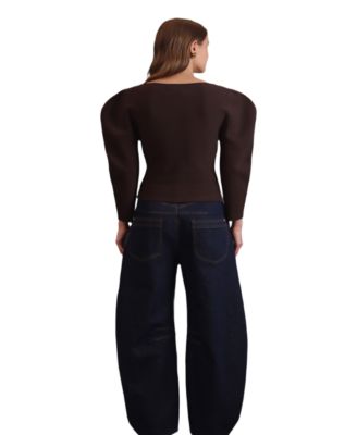 Women's Exaggerated-Sleeve Bow Top