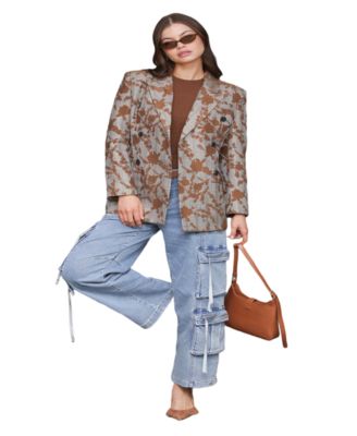 Women's Long Sleeves Plaid Floral Blazer