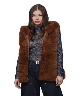 Women's Sleeveless Faux-Fur Long Vest