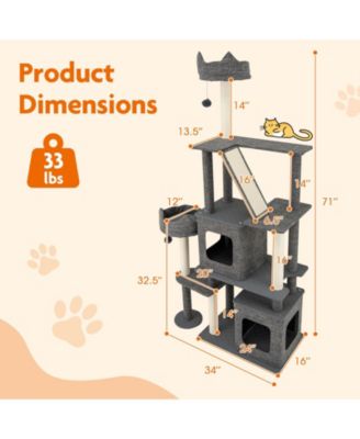 71'' Tall Cat Tree for Indoor Cats Modern Multi-Level Cat Tower Activity Center