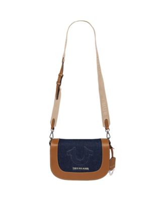 Denim Raised Horseshoe Crossbody Flap
