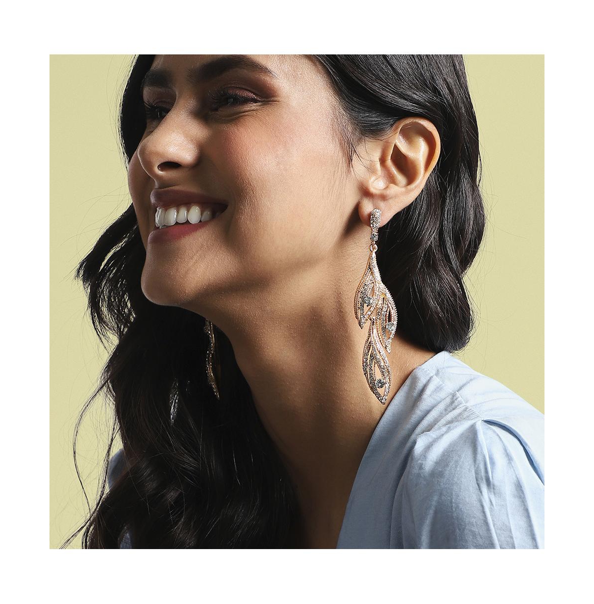 Sohi Rhinestone Eyes Drop Earrings In Silver