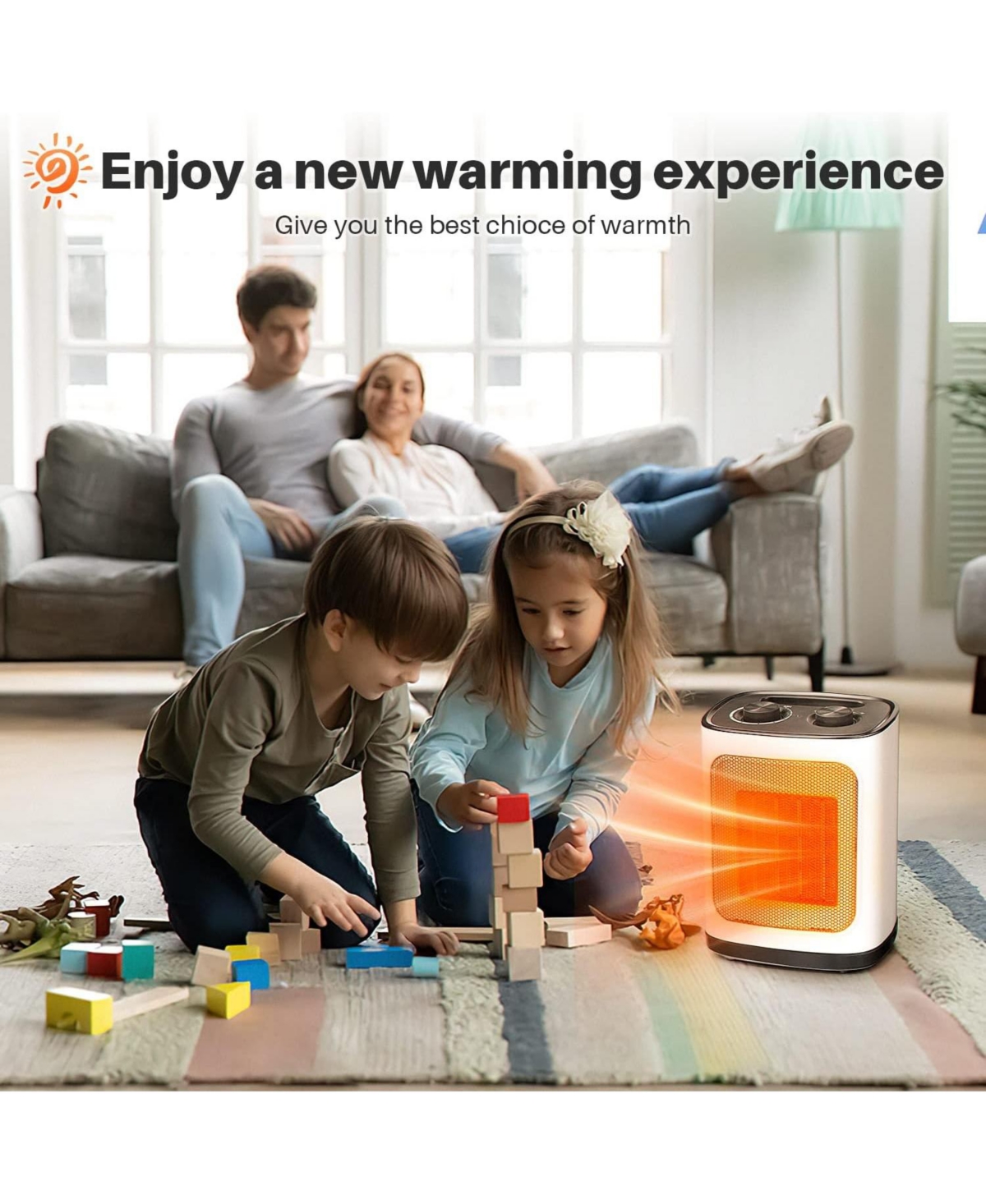 Cowsar Portable Electric Space Heater, Small Ceramic Heater Fan with Thermostat, Tip-Over and Overheat Protection,Fast Heating for Home/Office,1500W