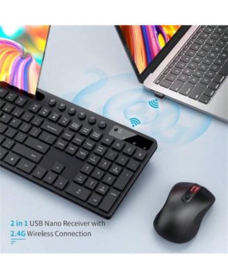 Wireless Keyboard And Mouse Combo - 2.4G Ergonomic Wireless Computer Keyboard With Tablet Holder, Silent Mouse With 6 Button, Compatible With, Black