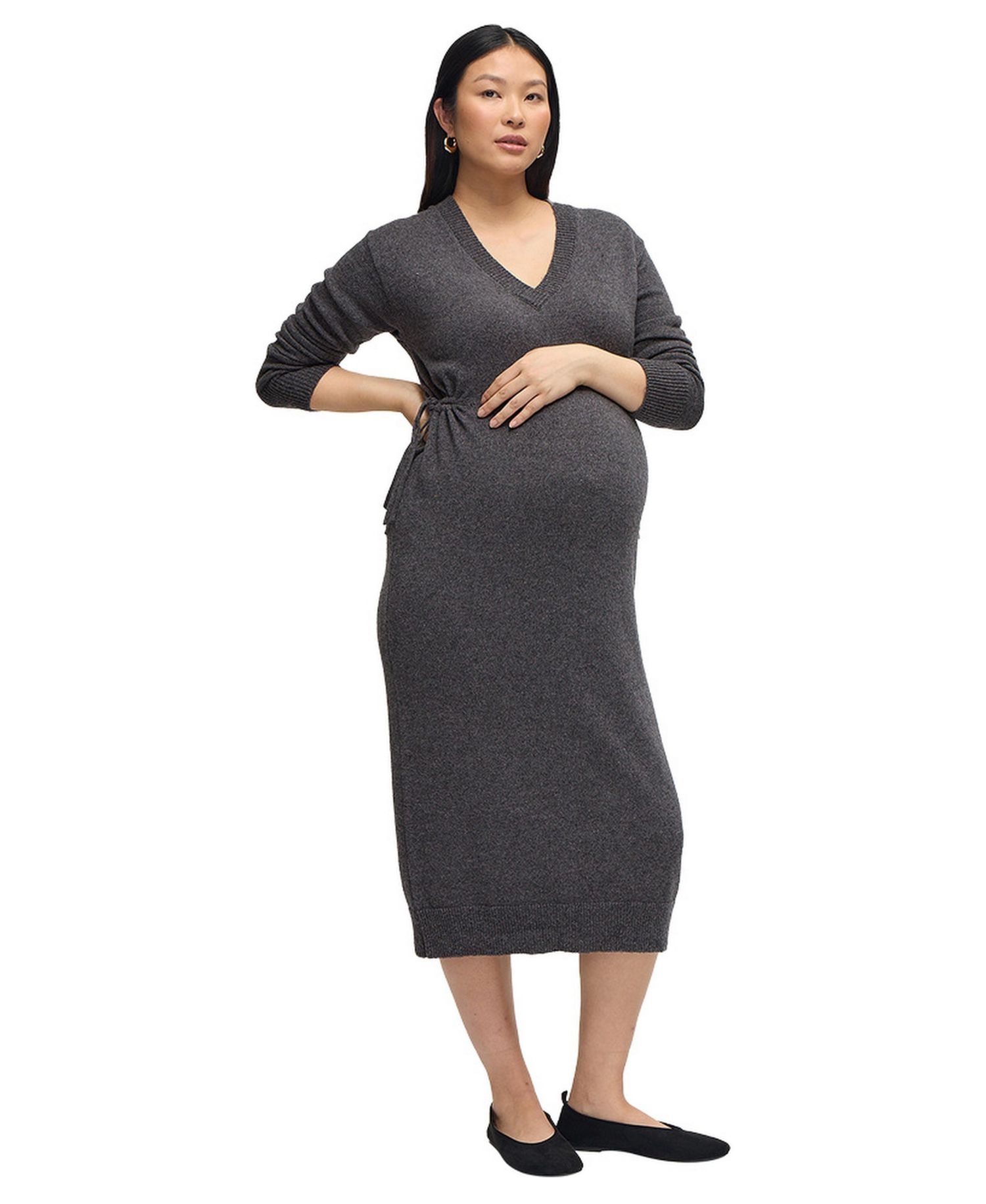 Women's Ingrid + Isabel Cozy V Neck Midi Sweater Dress