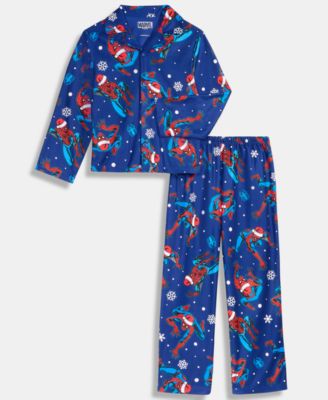 Spiderman Little and Big Boys' Notch Collar Top and Open Leg Pants Pajama, 2-Piece Set