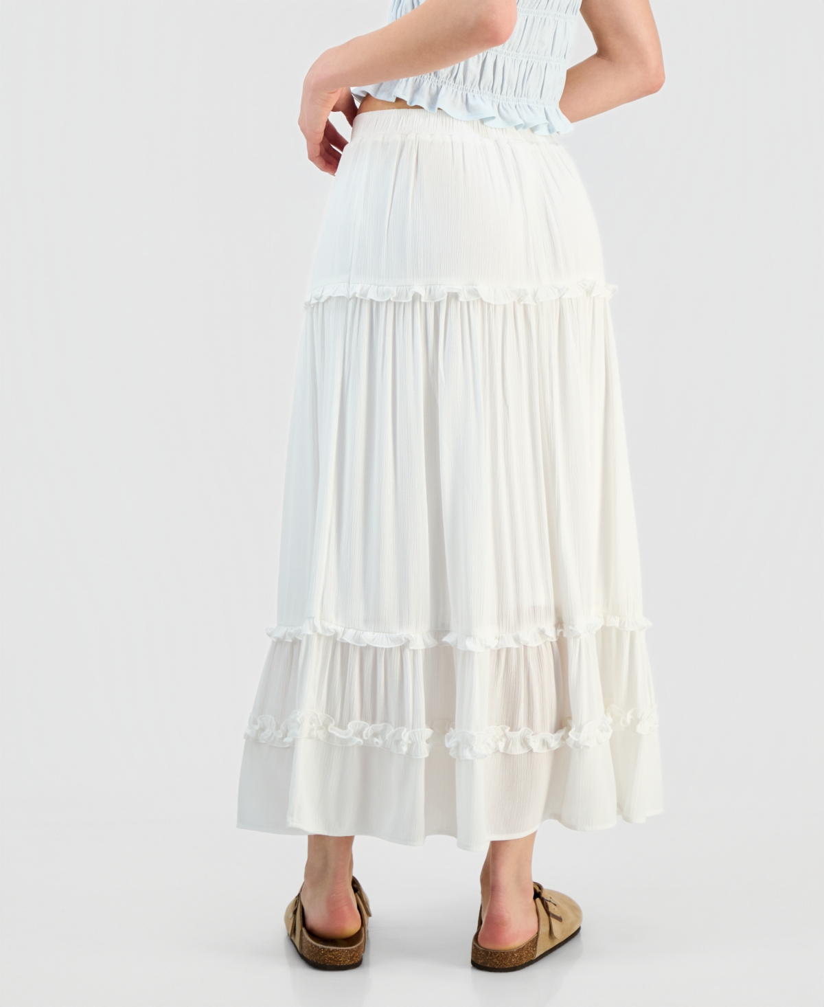 Celebrity Pink Juniors' Ruffle-tier Maxi Skirt In White