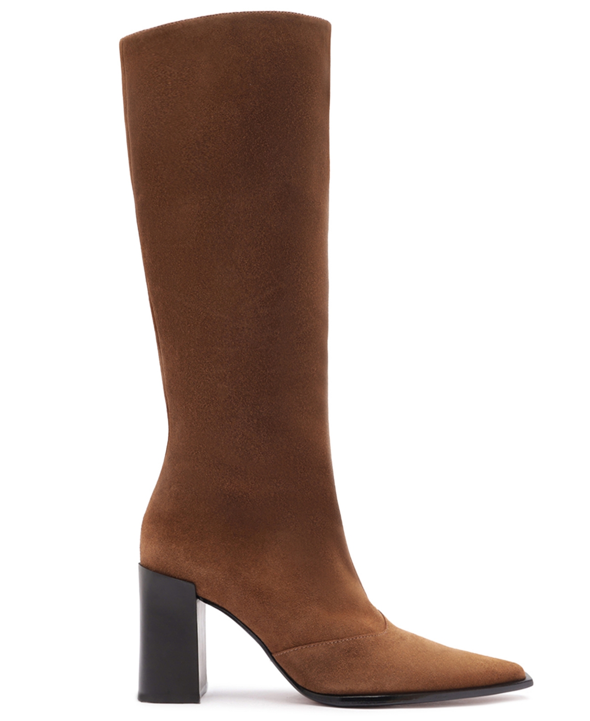 Schutz Raffaela Up Block Pointed Toe Knee High Boot In Brown