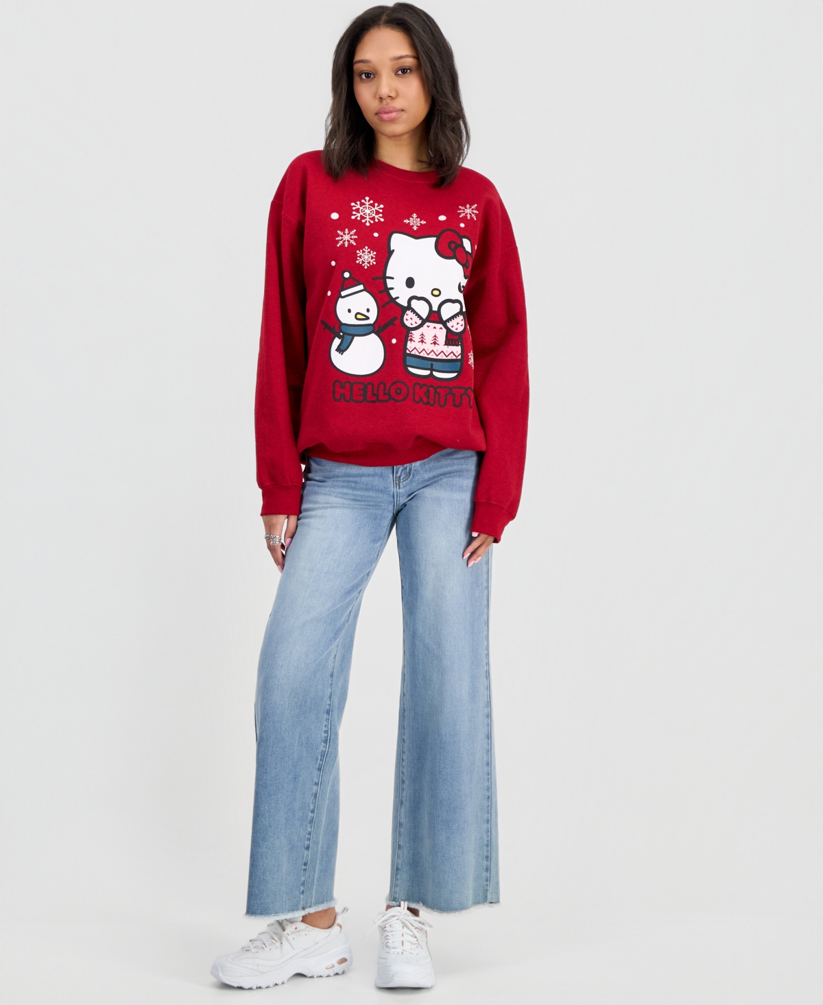 Love Tribe Juniors' Hello Kitty Snowman Crewneck Sweatshirt
