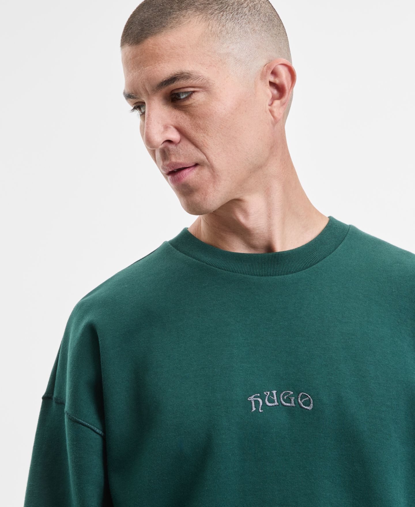 Мужской свитшот Hugo Boss Dadsino Embroidered, цвет: Зелёный — фото 2