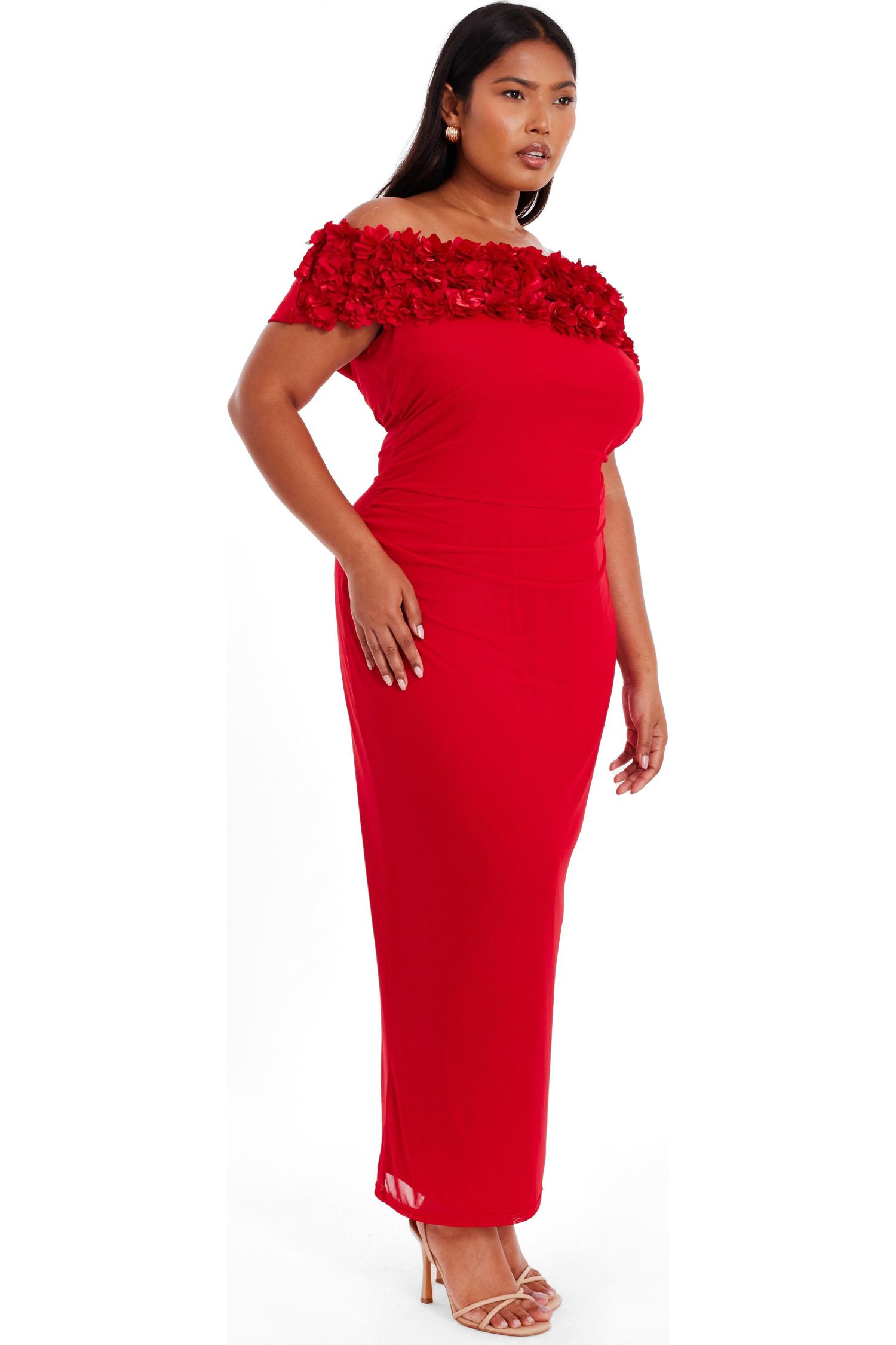 Women's Mesh Ruched Midaxi Dress