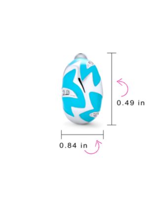 Geometric Blue Enamel Zig Zag Half Hoop Clip On Earrings Silver Plated Brass