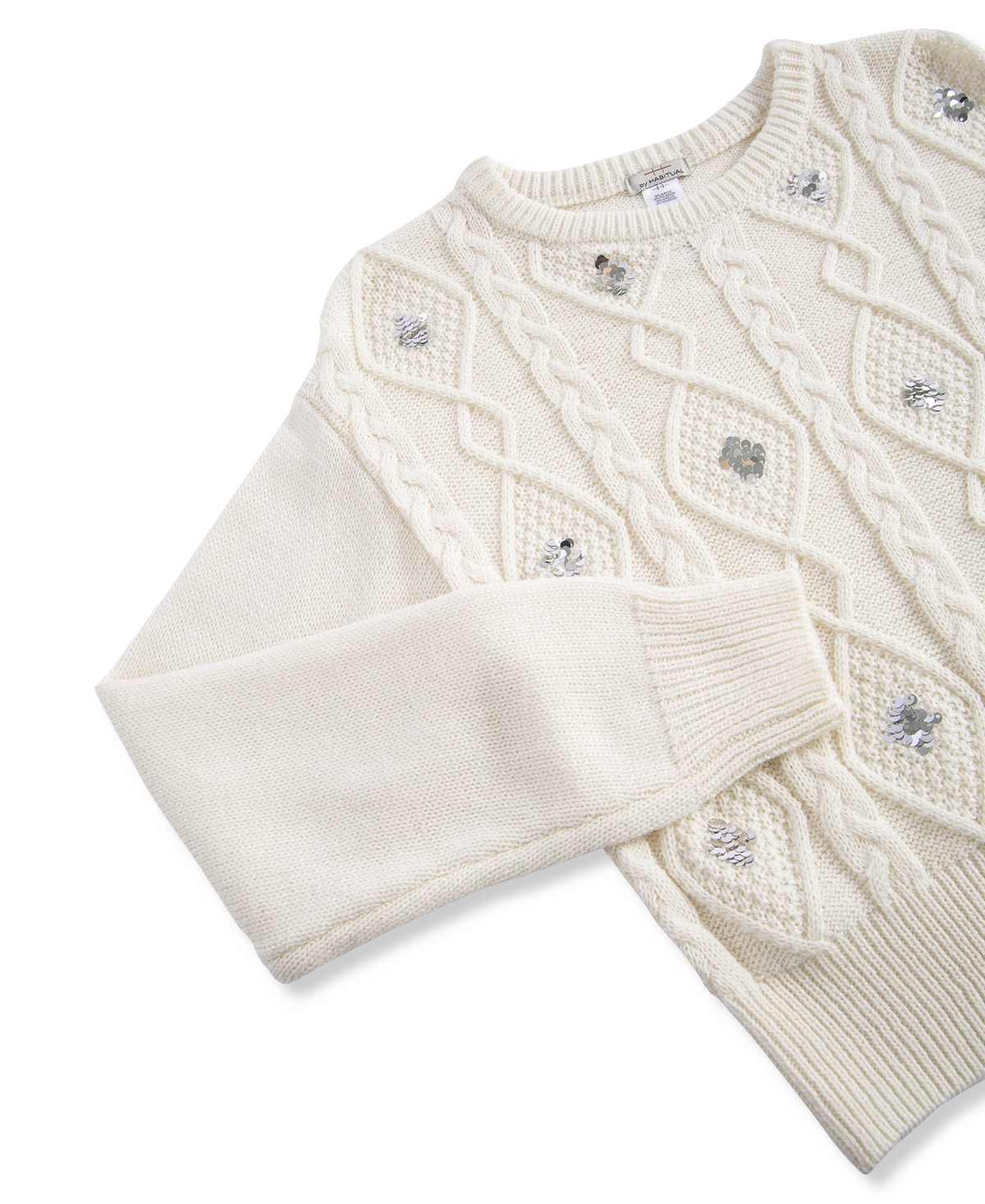 Habitual Kid Habitual Girls 7-16 2-piece Sequin Cable Knit Sweater And Pants Set In White