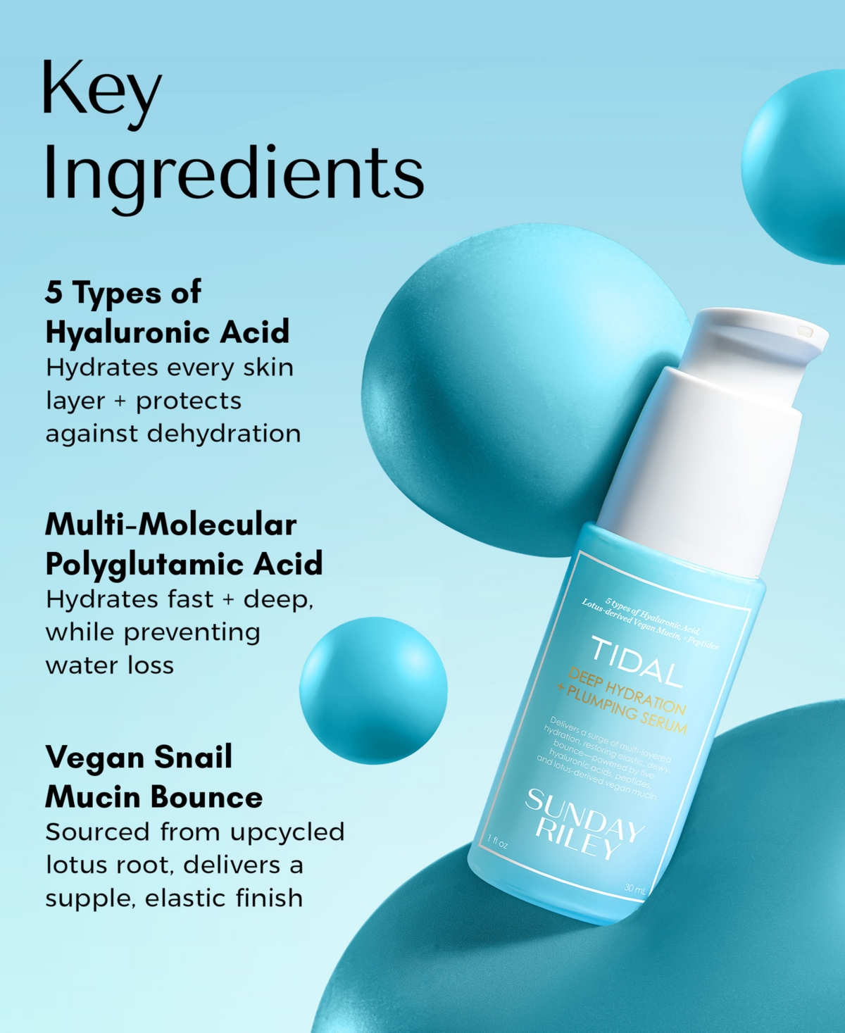 Sunday Riley Tidal Deep Hydration And Plumping Serum, 1 Oz. In Transparent