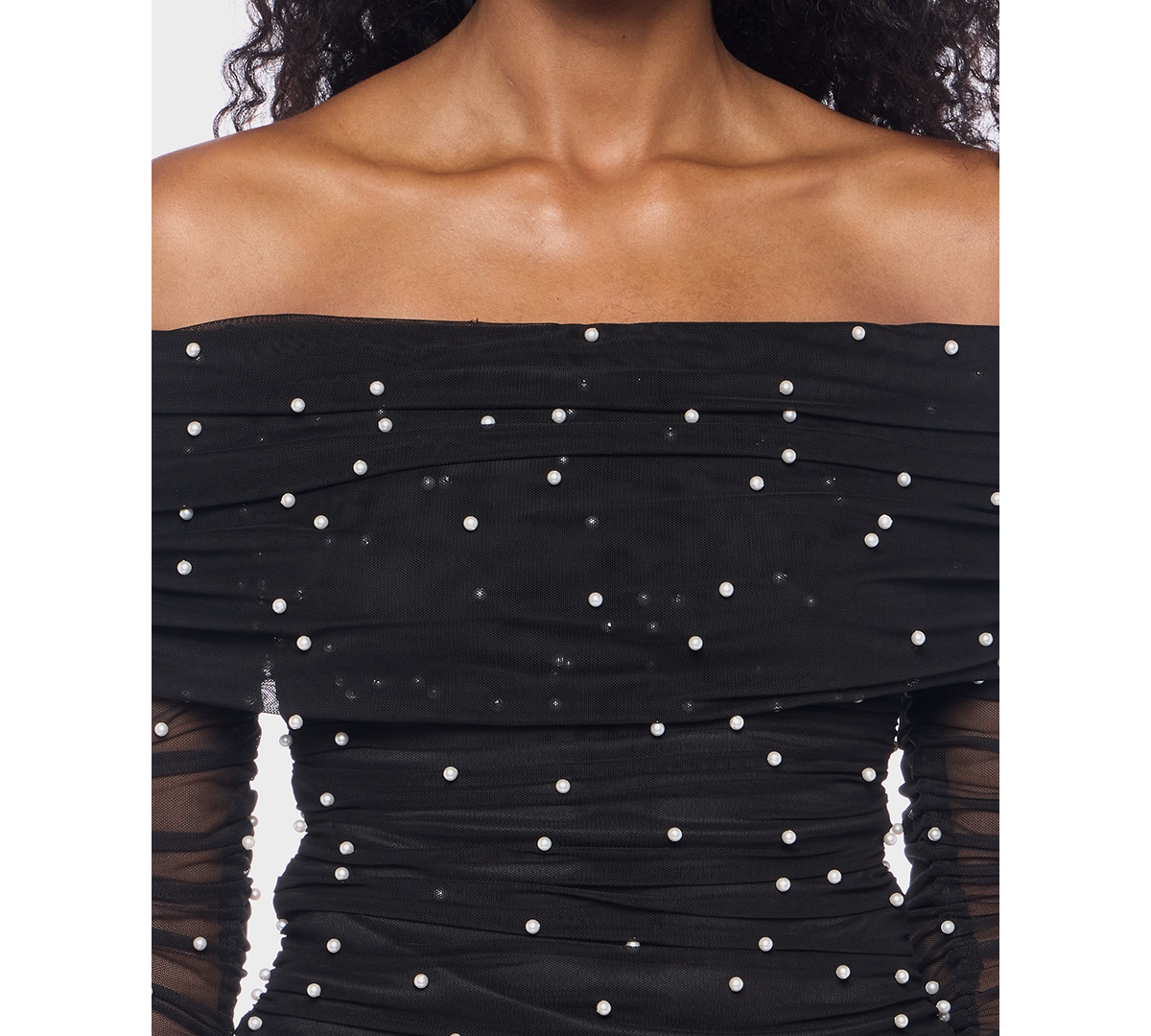 Alex & Sophia Women's Embellished Off-the-shoulder Top In Black