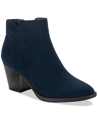 womens navy blue dress boots with brown and plaid blazer Blue Velvet Laces Navy Blue Booties - Macy's