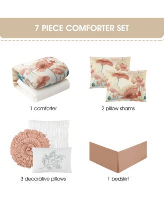 Jade Floral 7-Pc. Comforter Set, Queen
