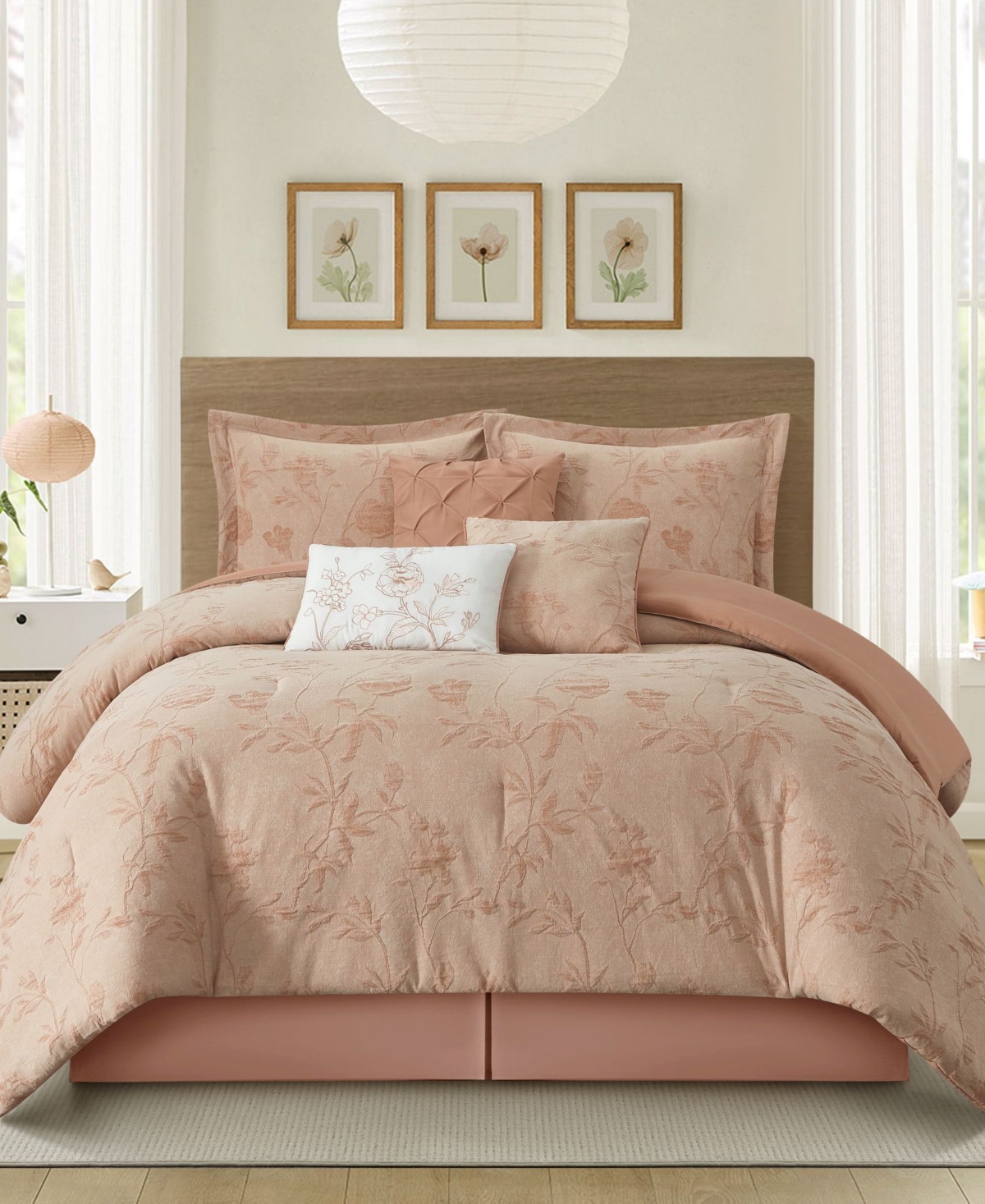 Stratford Park Kursia Floral 7-pc. Comforter Set, King In Pink