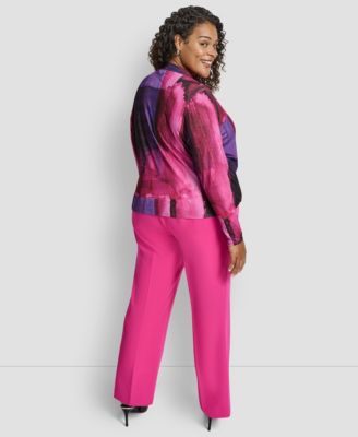 Plus Size Wrap V-Neck Long Sleeve Top