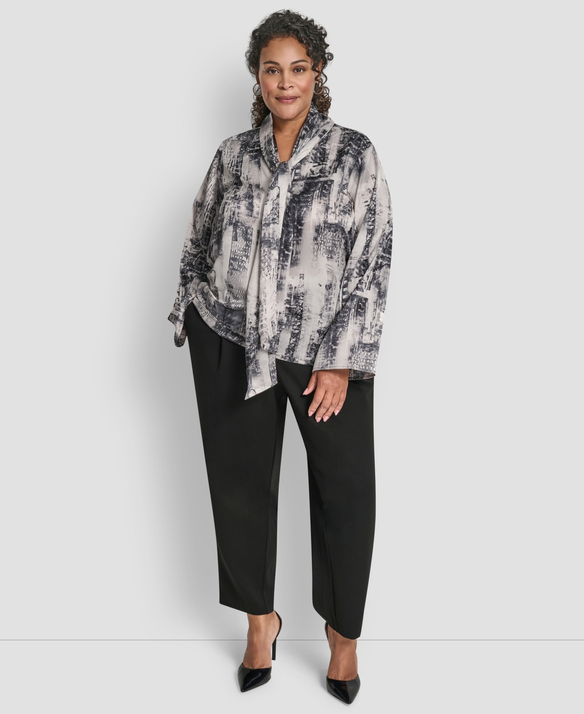 Dkny Plus V-Neck Long Sleeve Top