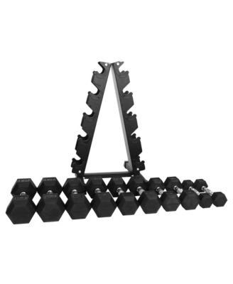 BalanceFrom Dumbbell Set with Stand, Rubber Encased Home Gym Hand Weights, 150lb