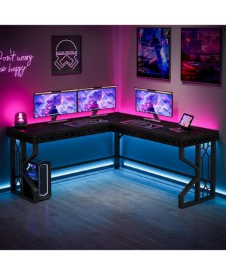 Modern L Shaped Gaming Desk, Corner Desk Gaming Table, Computer Desk Sturdy Writing Workstation