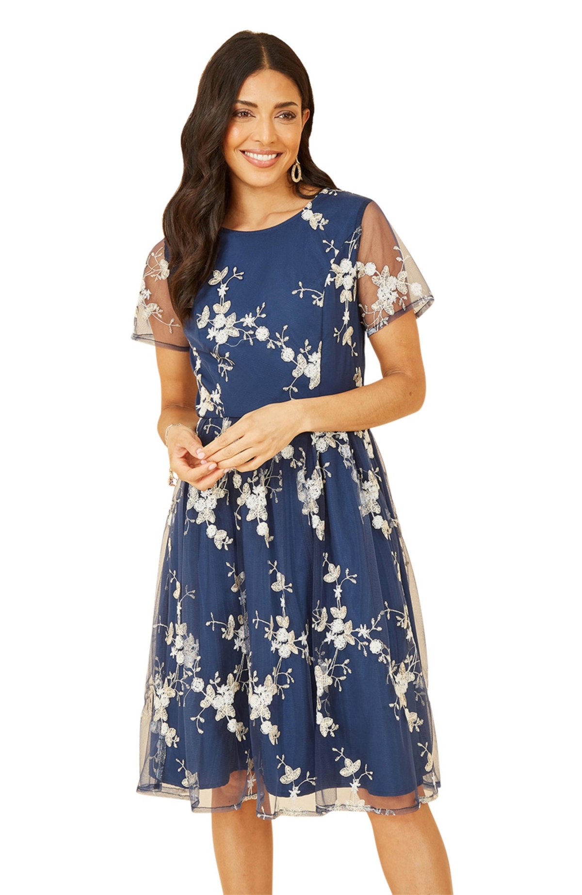 Yumi Women's Embroidered Floral Skater Dress