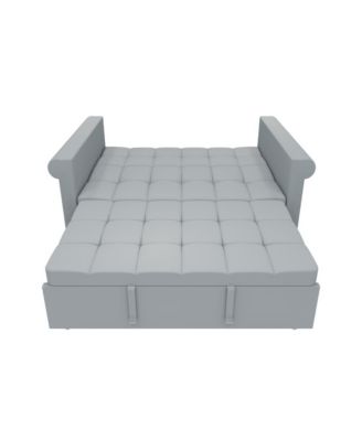 2-Seater Velvet Loveseat Sleeper Sofa Bed, Pull-Out Convertible Couch with Scroll Arms & Adjustable Backrest for Small Spaces