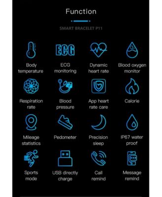 Advanced Health Monitoring Smart Bracelet with ECG and Temperature Tracking -Blue