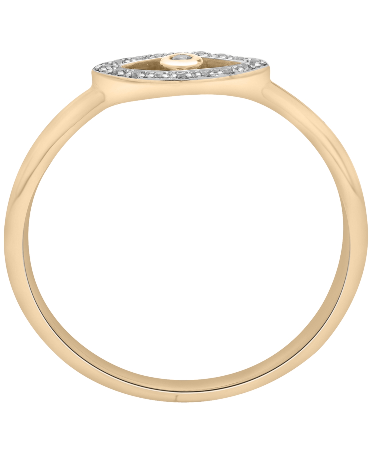 Wrapped Diamond Evil Eye Ring (1/20 ct. t.w.) in 10K Yellow Gold with White Rhodium