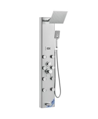Shower Panel System, Stainless Steel Wall-Mounted Shower Set 5 Shower Modes, 8 Massage Jets, 3-Setting Handheld Shower Head