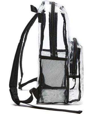 Basics Transparent School Backpack, With Water-Resistant PVC Plastic Material and Ruggedly Reinforced Shoulder Straps, Clear