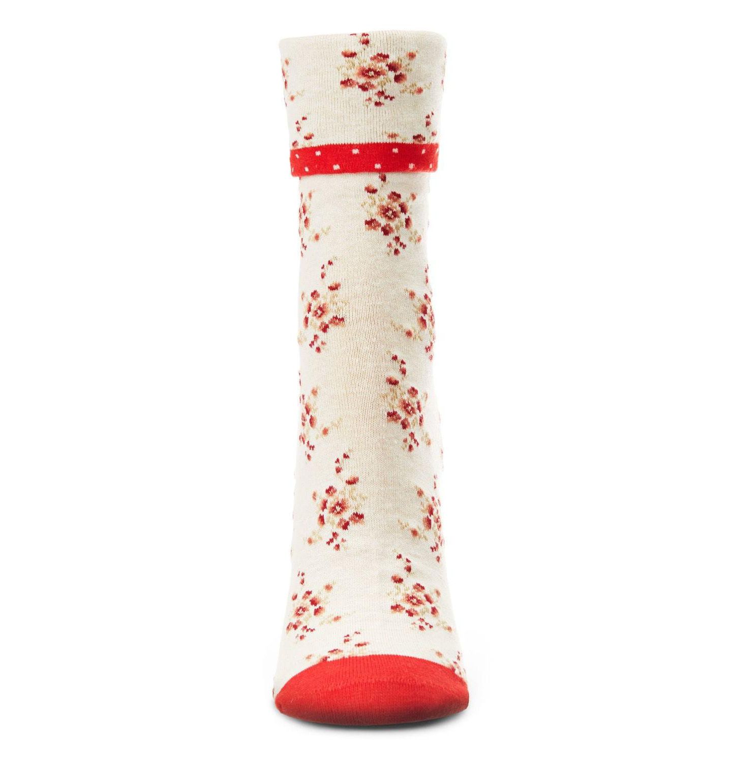 Носки, низкие, хлопок, цветочный принт — MeMoi, цвет: Chili Pepper — фото 2