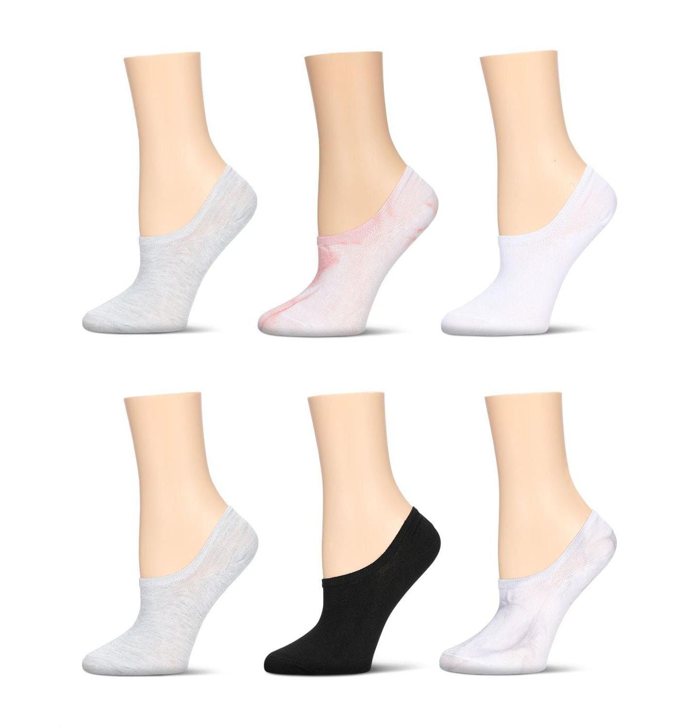 Женские кроссовки MeMoi 6 Pair Pack Tie Dye No Show Sneaker Liners, цвет: Пудровый — фото 1