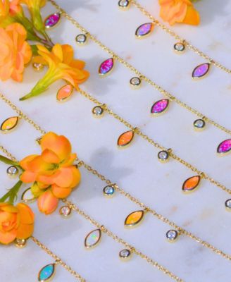 Drops of Spring Necklace with Lab-Grown Opal in Sterling Silver
