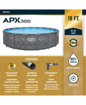 APX 365 18'x52" Round Above Ground Swimming Pool Set with Pump & Ladder
