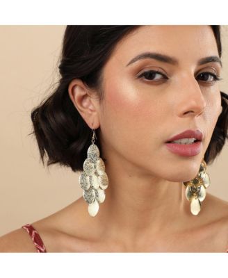Women's Gold Dented Drop Earrings