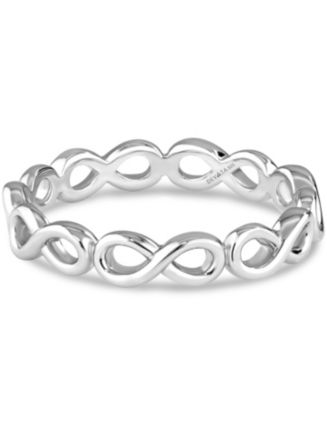Devata Infinity Eternity Ring in Rhodium Plated Sterling Silver, Size 7 ...