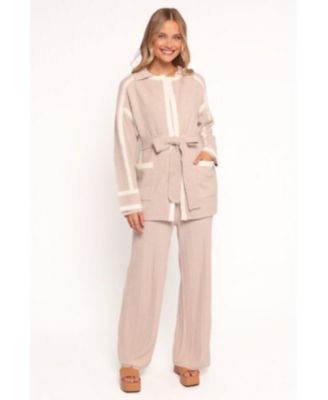 Women's Maloney Tie Front Coatigan - Beige S/M