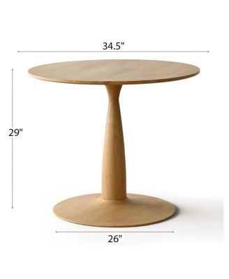 3-Piece 34.5" Dining Set with Sculpted Pedestal Table and 2 Upholstered Chairs with Curved Back and Light Wood Legs