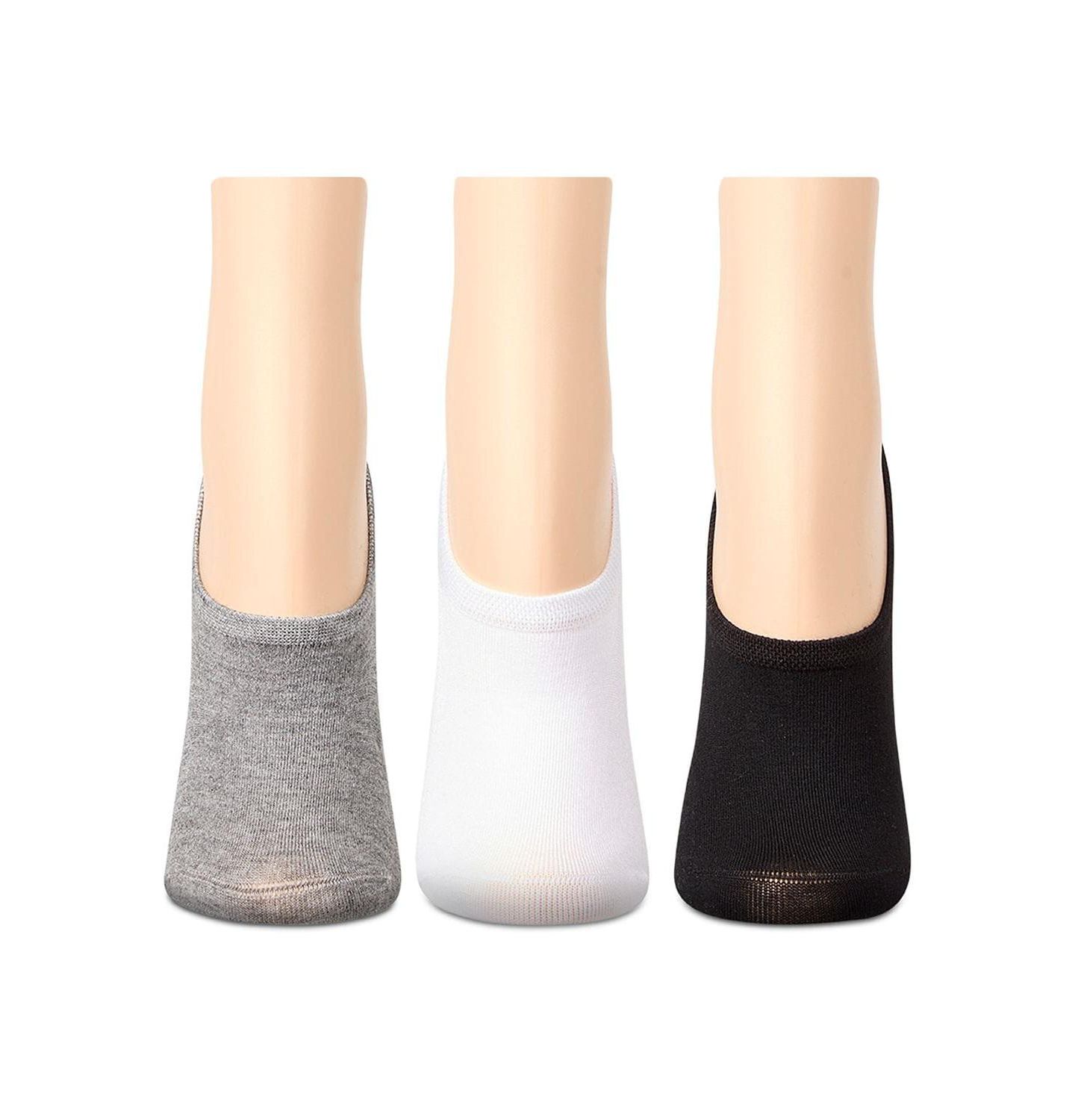 Женские кроссовки MeMoi 3 Pair Silky-Soft No Show Rayon Blend Sneaker Liners, цвет: Серый белый чёрный — фото 2