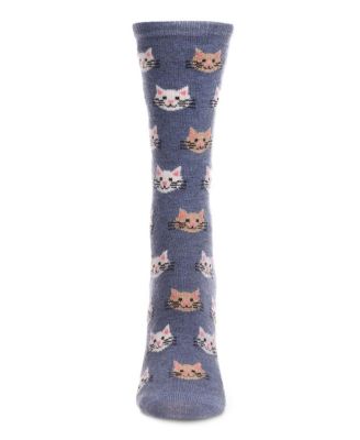 Women's Soft Cheerful Cat Face Cashmere Crew Socks