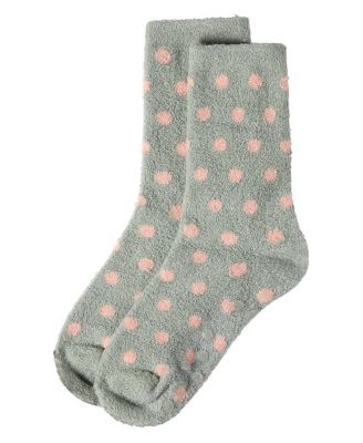 Women's Polka Dot Non-Skid Lavender Infused Crew-Length Cozy Spa Sock