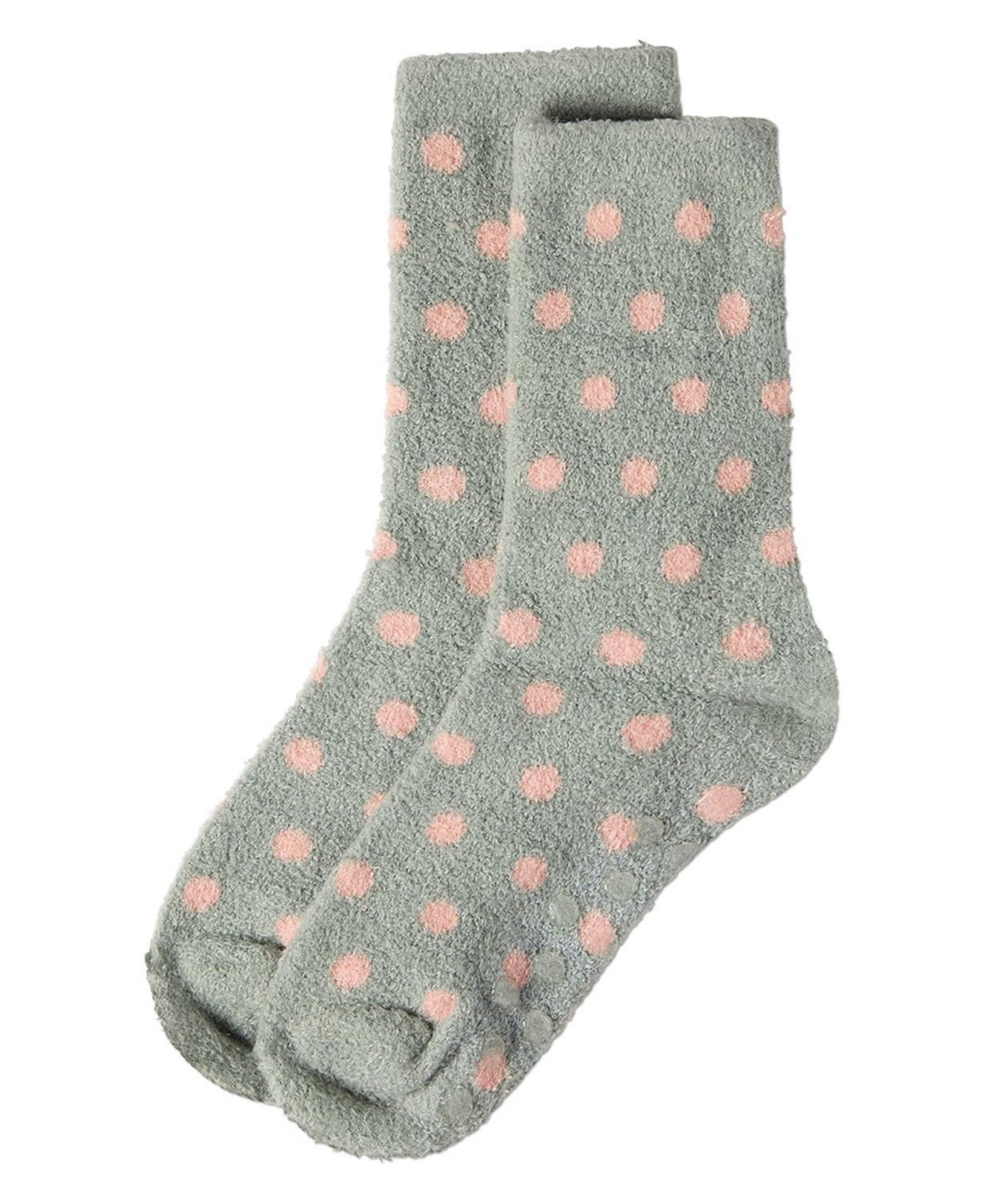 MeMoi Women's Polka Dot Non-Skid Lavender Infused Crew-Length Cozy Spa Sock